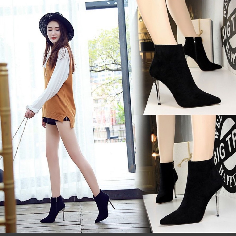 Steve Madden Pointed Toe Suede Simple Stiletto High Heels Boots Size 11 Black